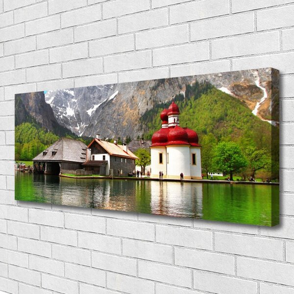 Obraz na plátne Hora strom dom krajina 125x50 cm