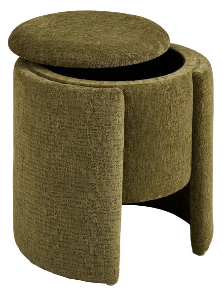 MUZZA Puf MONTES s úložným priestorom Ø 42 cm chenille zelený