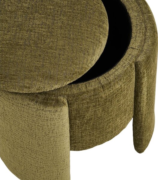 MUZZA Puf MONTES s úložným priestorom Ø 42 cm chenille zelený