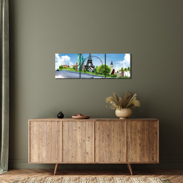 Obraz - Cesta okolo sveta (s hodinami) (90x30 cm)
