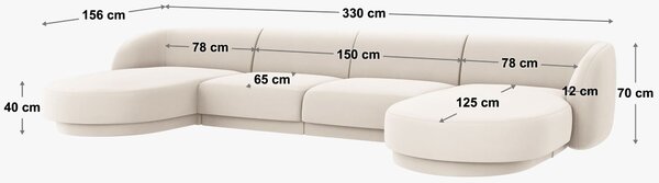 MUZZA Rohová pohovka Milany do tvaru u 330 cm zamat zelená