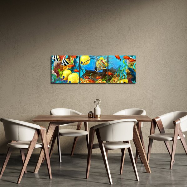 Obraz - Farebný koralový útes (s hodinami) (90x30 cm)