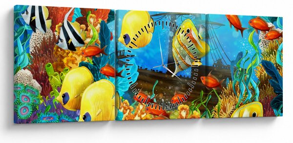 Obraz - Farebný koralový útes (s hodinami) (90x30 cm)