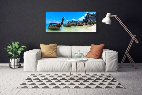 Obraz na plátne Loďka more pláž krajina 125x50 cm
