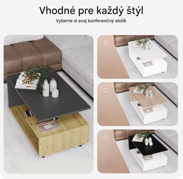 Konferenčný stolík Orlando 95x55x50 cm - drevo/sivá