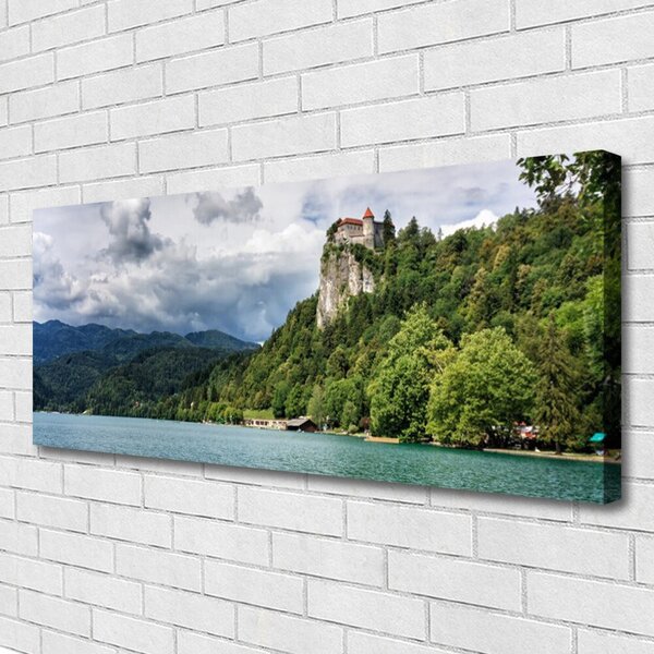 Obraz Canvas Zámok v horách les príroda 125x50 cm