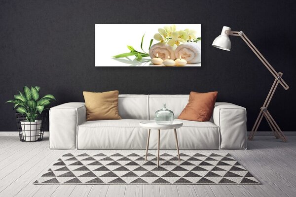 Obraz Canvas Kúpele uteráky sviece orchidea 125x50 cm