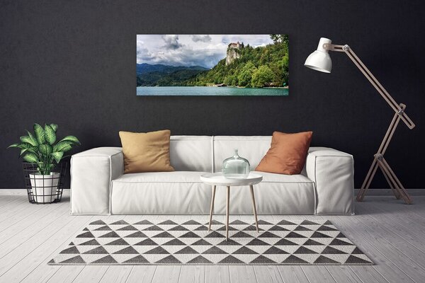 Obraz Canvas Zámok v horách les príroda 125x50 cm
