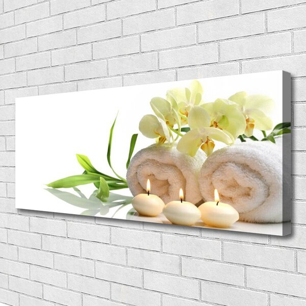 Obraz Canvas Kúpele uteráky sviece orchidea 125x50 cm