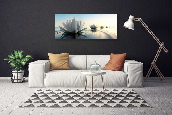 Obraz Canvas Vodné lilie kvety rybník 125x50 cm