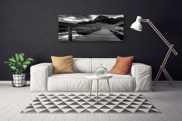 Obraz Canvas Mólo čiernobiele jazero 125x50 cm