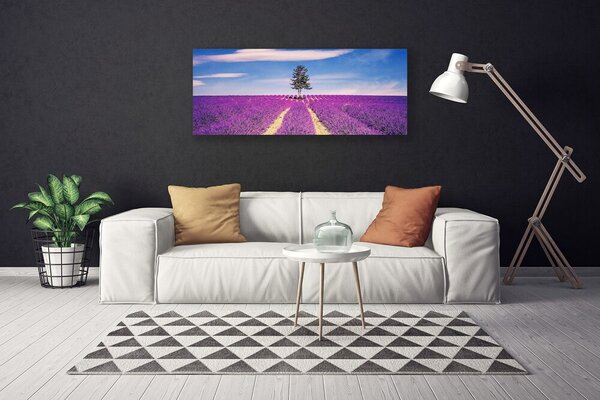 Obraz Canvas Pole levanduľa lúka strom 125x50 cm