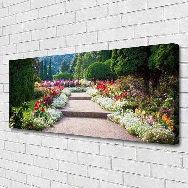 Obraz Canvas Park kvety schody záhrada 125x50 cm