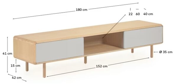 MUZZA Drevený TV stolík Marewa 180 x 41 cm