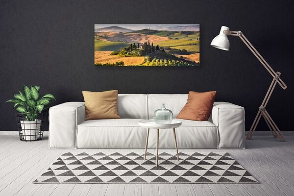 Obraz Canvas Príroda vrchoviny lúky domček 125x50 cm