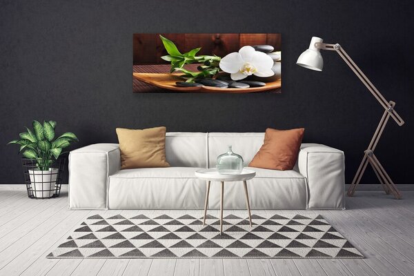 Obraz Canvas Kamene zen biela orchidea 125x50 cm
