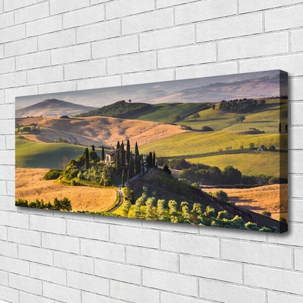 Obraz Canvas Príroda vrchoviny lúky domček 125x50 cm