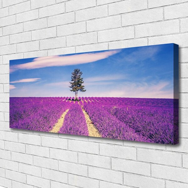 Obraz Canvas Pole levanduľa lúka strom 125x50 cm