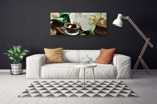 Obraz Canvas Orchidea sviece do kúpeľov 125x50 cm