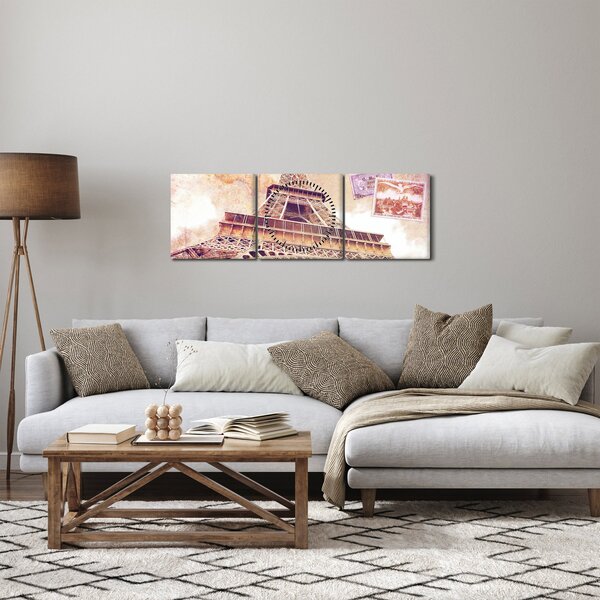 Obraz - Pohľad z Paríža (s hodinami) (90x30 cm)