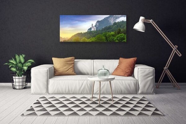Obraz Canvas Zámok v horách les príroda 125x50 cm