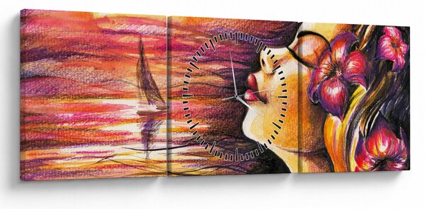 Obraz - Spomienky na leto (s hodinami) (90x30 cm)