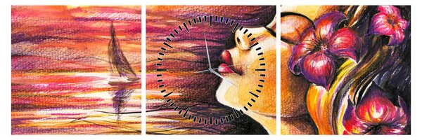 Obraz - Spomienky na leto (s hodinami) (90x30 cm)