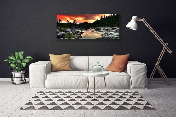 Obraz Canvas Jazero kamene les príroda 125x50 cm
