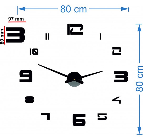 Nástenné hodiny nalepovacie veľké Moderné hodiny | SENTOP 12P021 PLEXI 2D