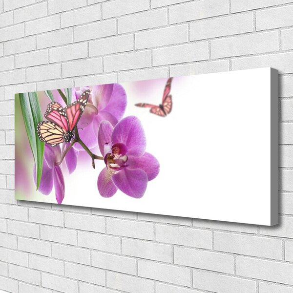 Obraz Canvas Motýle kvety príroda 125x50 cm