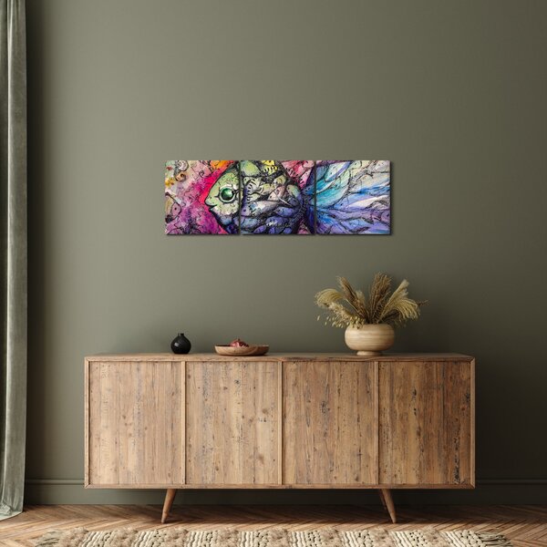 Obraz - Farebná rybička (s hodinami) (90x30 cm)