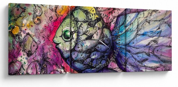 Obraz - Farebná rybička (s hodinami) (90x30 cm)