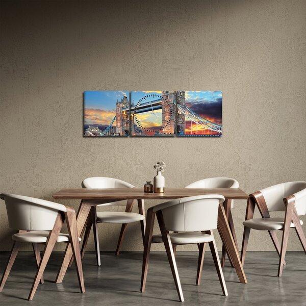 Obraz - Tower Bridge, Londýn, Anglicko (s hodinami) (90x30 cm)