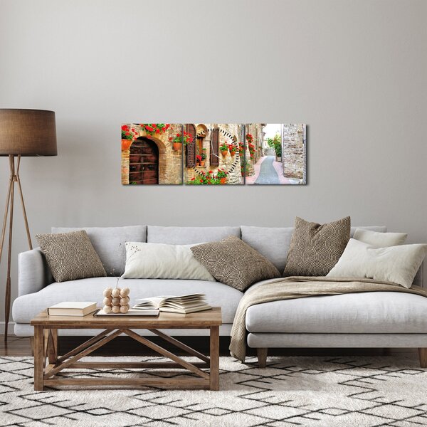 Obraz - Malebná Talianska ulička (s hodinami) (90x30 cm)