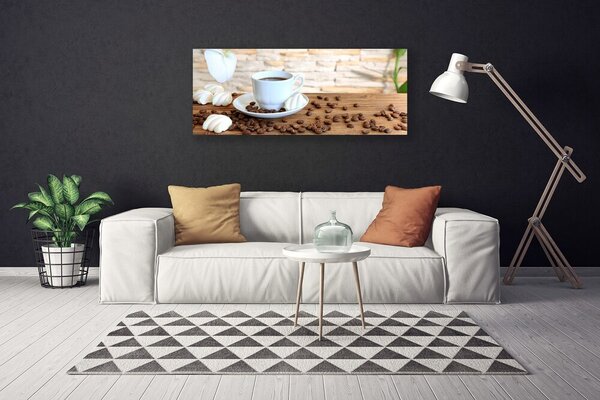 Obraz Canvas Hrnček káva zrnká kuchyňa 125x50 cm
