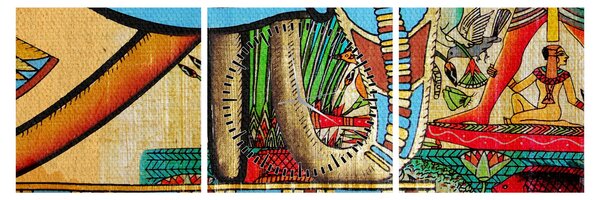 Obraz s egyptskými motívmi (s hodinami) (90x30 cm)