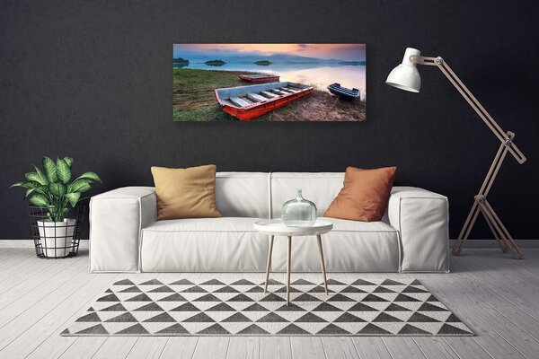 Obraz na plátne Loďka krajina 125x50 cm