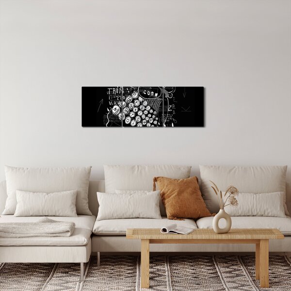 Obraz - Kresba v Banksyho štýle (s hodinami) (90x30 cm)