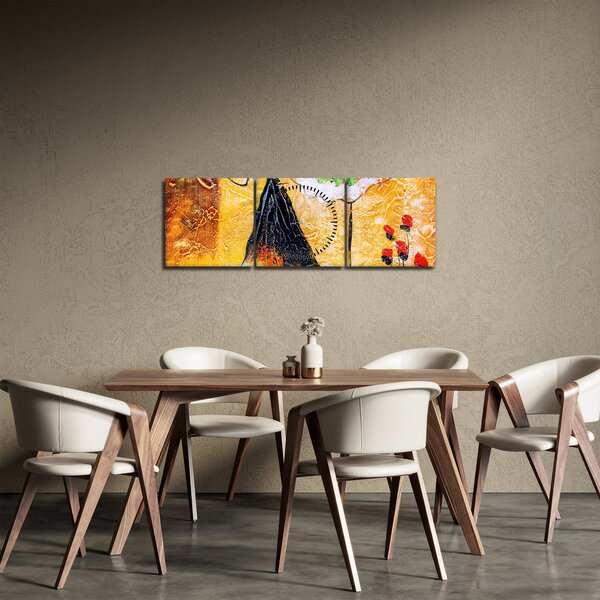 Obraz - Tancujúce baletky, olejomaľba (s hodinami) (90x30 cm)