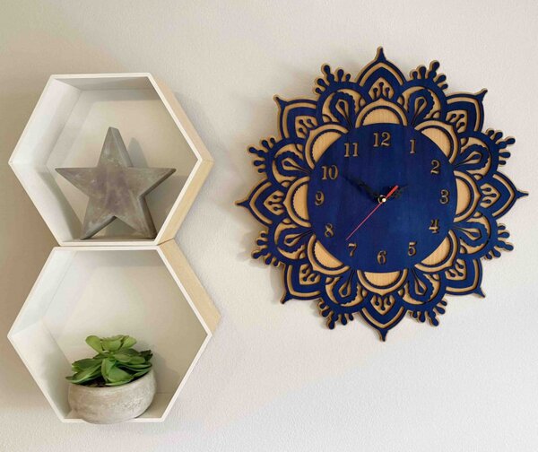 Drevené hodiny na stenu modré - dvojvrstvové l SENTOP PR0375 - A MDF BUK - MODRA RAL5002 TOPOĽ