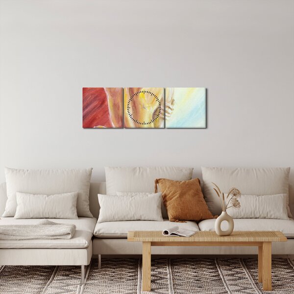 Obraz odpočívajúce ženy, olejomaľba (s hodinami) (90x30 cm)