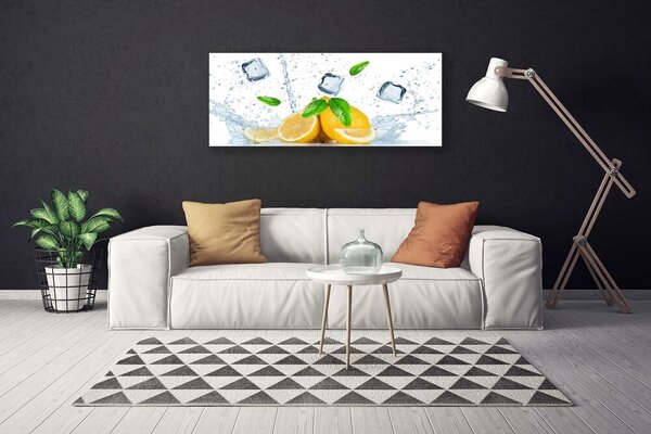 Obraz na plátne Citrón kostka ľadu kuchyňa 125x50 cm
