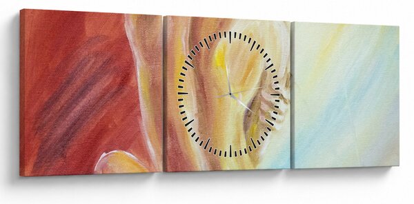 Obraz odpočívajúce ženy, olejomaľba (s hodinami) (90x30 cm)
