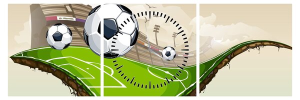 Obraz - Futbalové ihrisko (s hodinami) (90x30 cm)