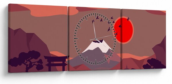 Obraz - Ilustrácie hory Fuji (s hodinami) (90x30 cm)