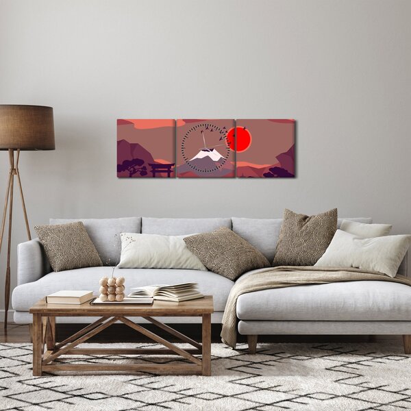 Obraz - Ilustrácie hory Fuji (s hodinami) (90x30 cm)