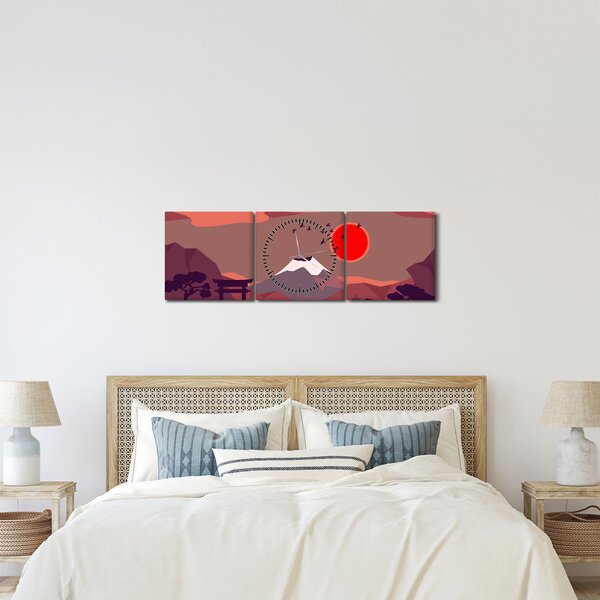 Obraz - Ilustrácie hory Fuji (s hodinami) (90x30 cm)