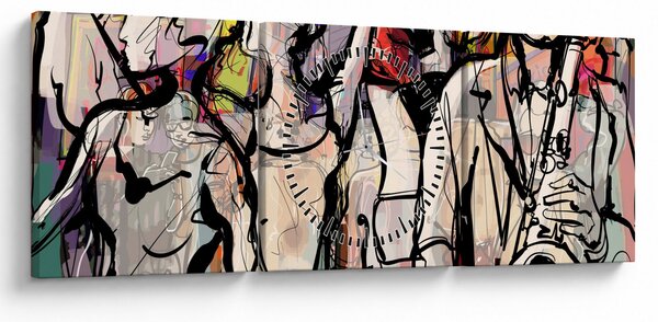 Obraz - Jazzová noc (s hodinami) (90x30 cm)