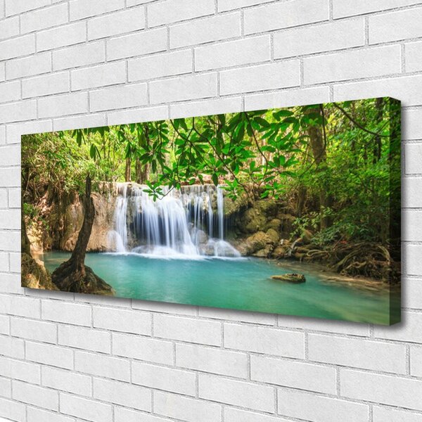Obraz Canvas Vodopád jazero les príroda 125x50 cm