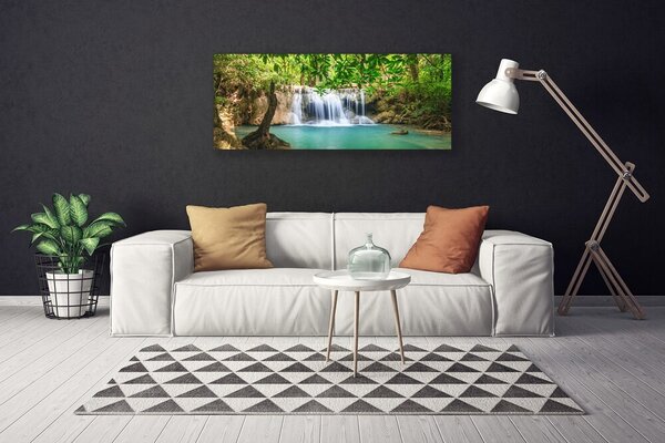 Obraz Canvas Vodopád jazero les príroda 125x50 cm